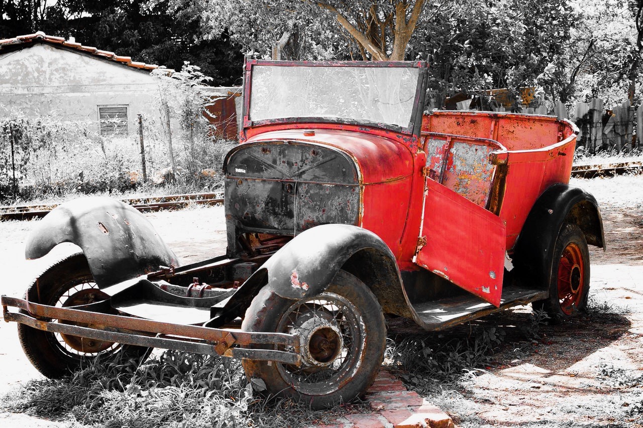 rotten vintage car